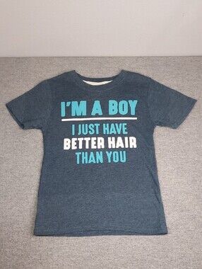 Instant Message Navy 'I'm A Boy' Funny Graphic Tee 50/50 Blend S/S T-Shirt 5T